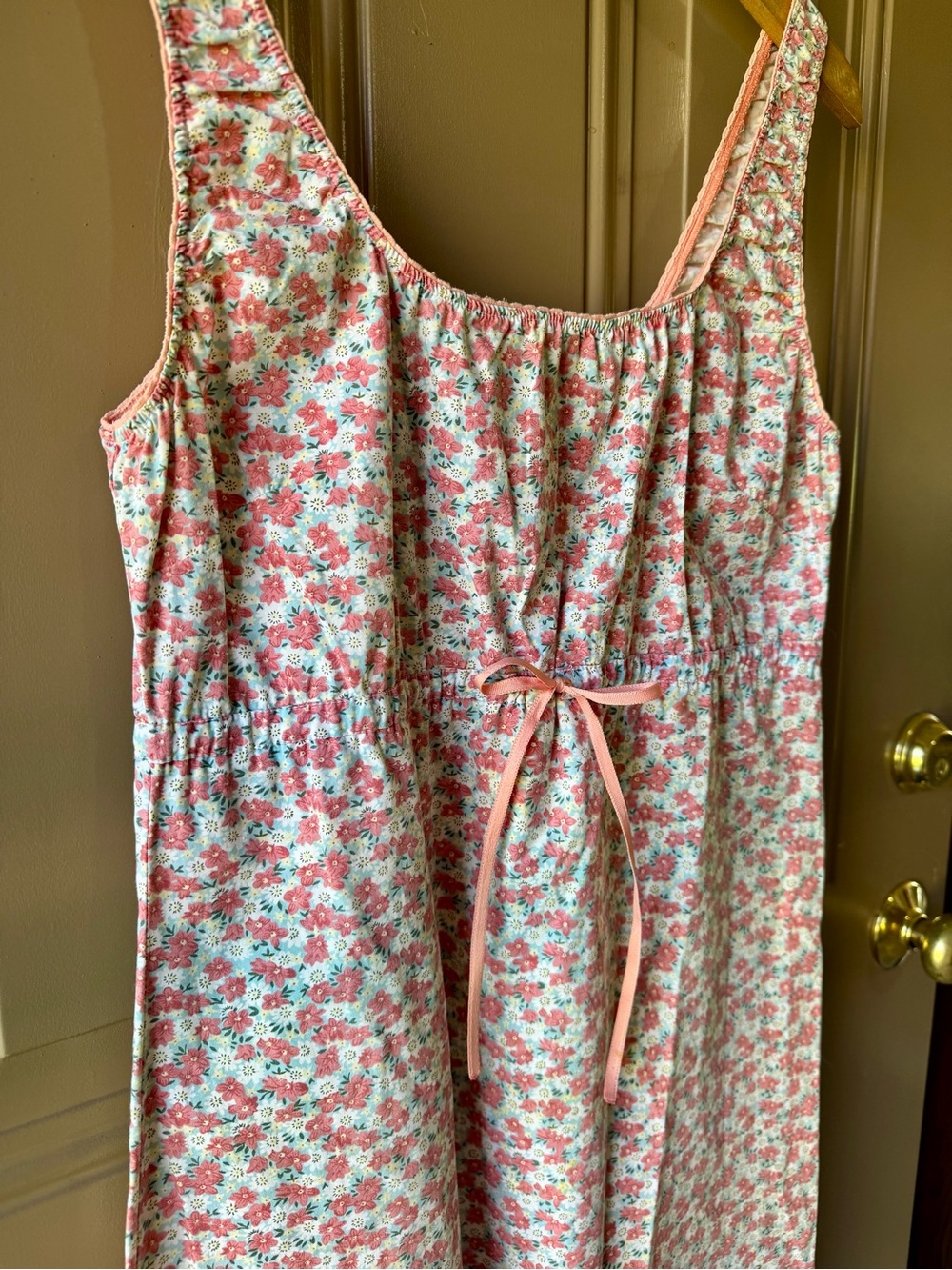 Women’s Pink Floral Sleeveless Tie-Waist Dress